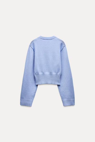 Lena – Cozy Wide-Sleeve – Cropped Knit Sweater