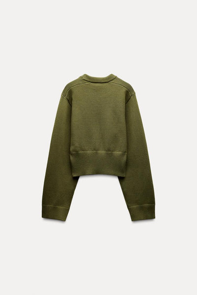 Lena – Cozy Wide-Sleeve – Cropped Knit Sweater