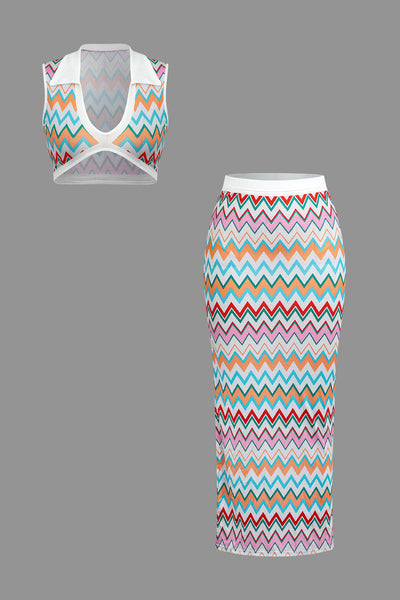 Lilo – Contemporary Contrast – Knit Tank and Maxi Skirt Set