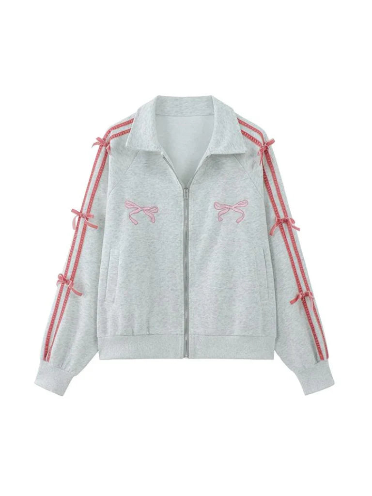 Sunnie – Elegant Bow-Tie Detail – Zipper Jacket