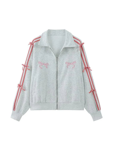 Sunnie – Elegant Bow-Tie Detail – Zipper Jacket