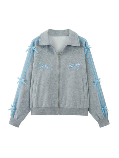 Sunnie – Elegant Bow-Tie Detail – Zipper Jacket
