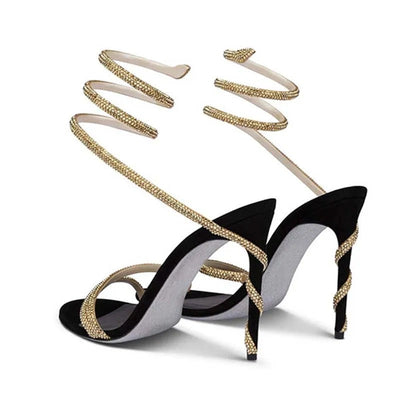 Liliana – Striking Serpent Detail – Black Heels