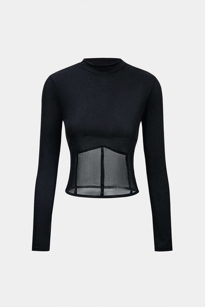 Zanea – Mesh Patchwork – Corset Top