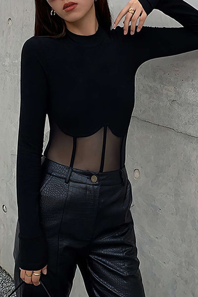Zanea – Mesh Patchwork – Corset Top