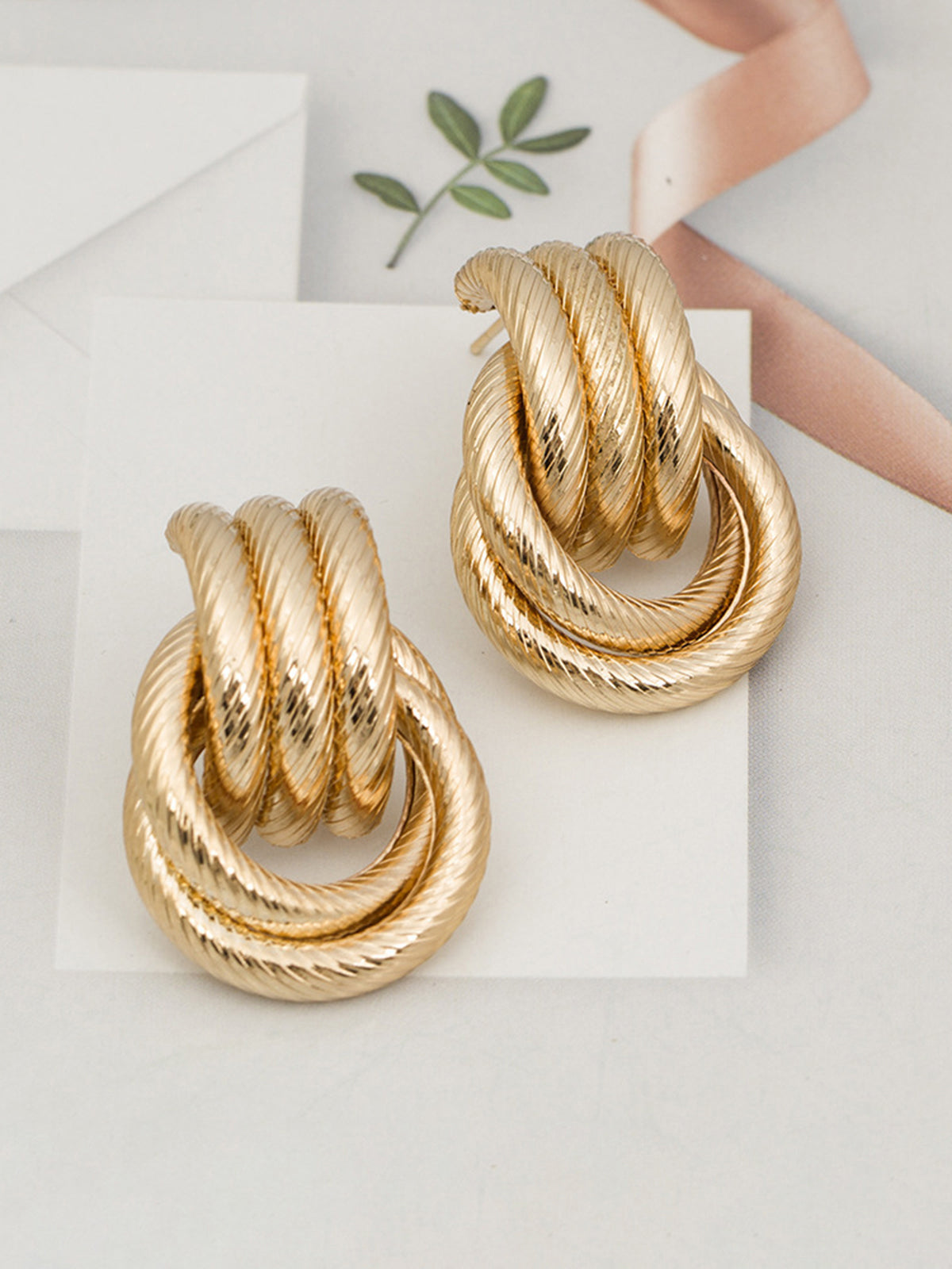 Kyra – Textured Twisted Design – Stud Earrings