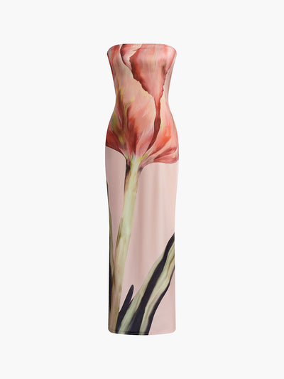 Livia – Elegant Floral Satin – Maxi Dress
