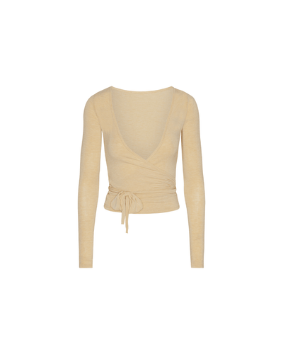 Felice – Elegant Wrap Design – Beige Blouse