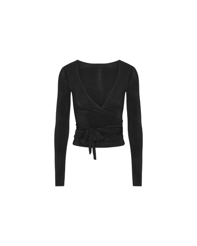 Tori – Elegant Wrap Design – Black Blouse