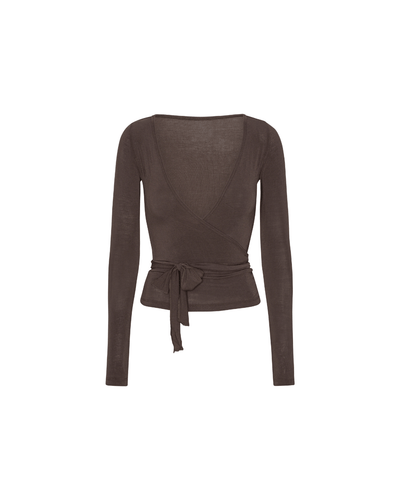 Elena – Elegant Wrap Design – Grey Blouse