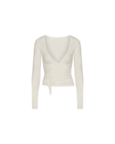 Elara – Elegant Wrap Design – White Blouse