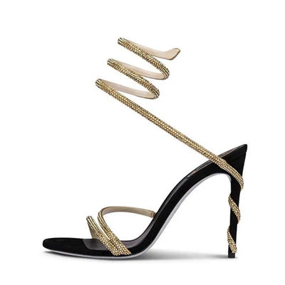 Liliana – Striking Serpent Detail – Black Heels