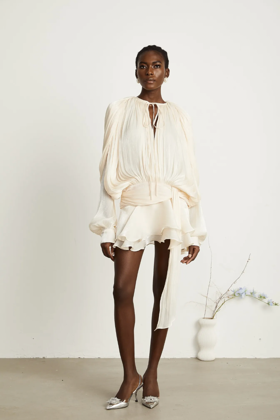 Leonora – Pleated Ruffled Elegance – Mini Dress