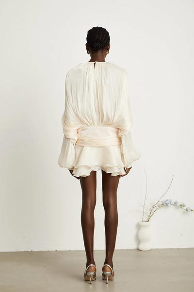 Leonora – Pleated Ruffled Elegance – Mini Dress