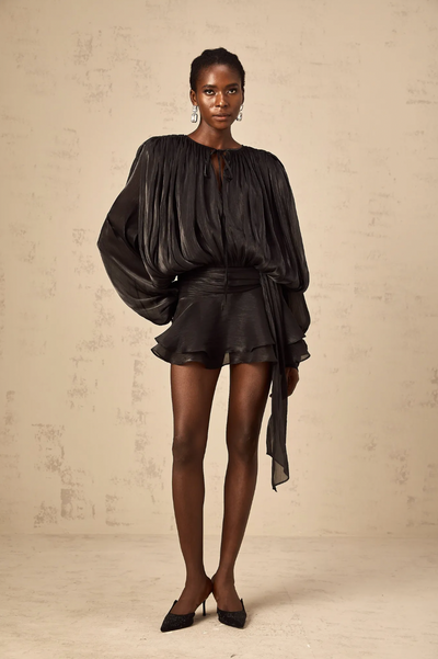 Leonora – Pleated Ruffled Elegance – Mini Dress