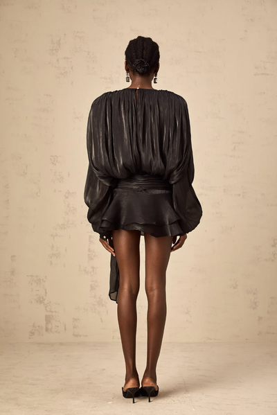 Leonora – Pleated Ruffled Elegance – Mini Dress