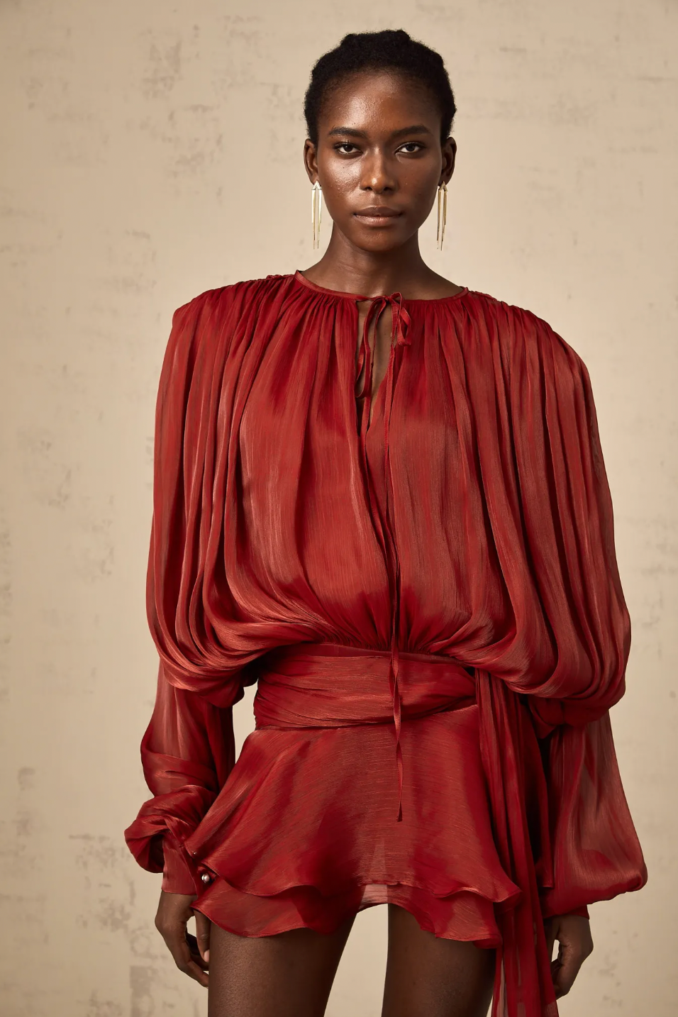 Leonora – Pleated Ruffled Elegance – Mini Dress