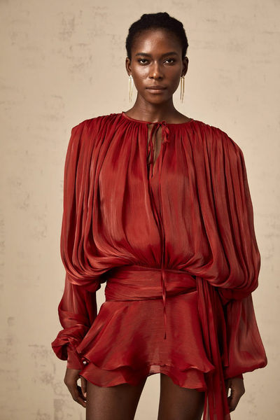Leonora – Pleated Ruffled Elegance – Mini Dress