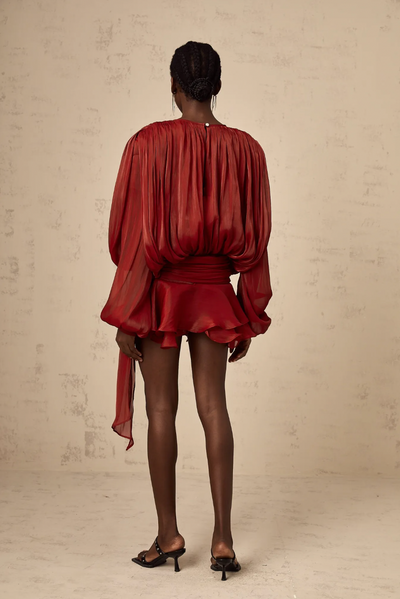 Leonora – Pleated Ruffled Elegance – Mini Dress