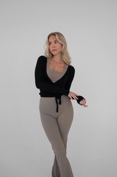 Tori – Elegant Wrap Design – Black Blouse
