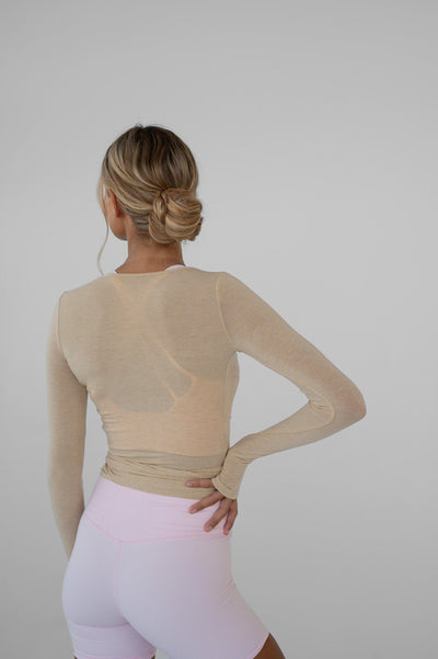 Felice – Elegant Wrap Design – Beige Blouse