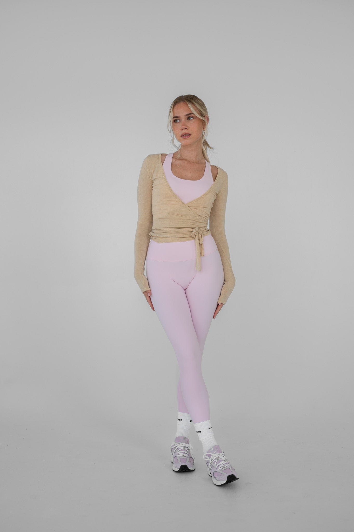 Felice – Elegant Wrap Design – Beige Blouse