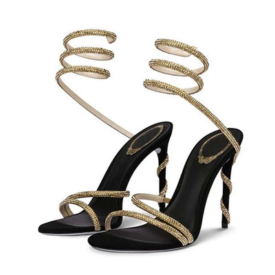 Liliana – Striking Serpent Detail – Black Heels