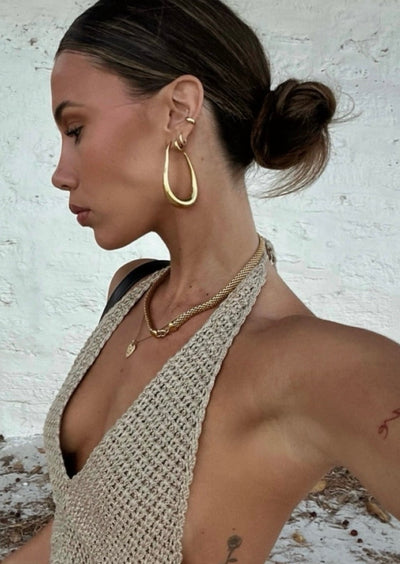 Mariah – Elegant Drop Hoop – Earrings