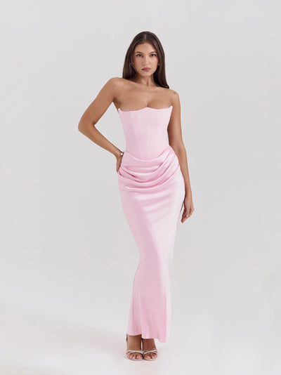 Alika – Elegant Drape Detail – Maxi Dress