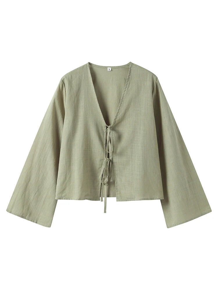 Sola – Linen Lace-Up – Top