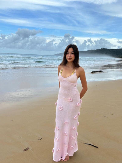 Jade – Sophisticated Floral Crochet – Maxi Dress
