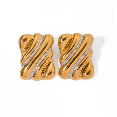 Trixia – Vintage Rectangular – Stud Earrings