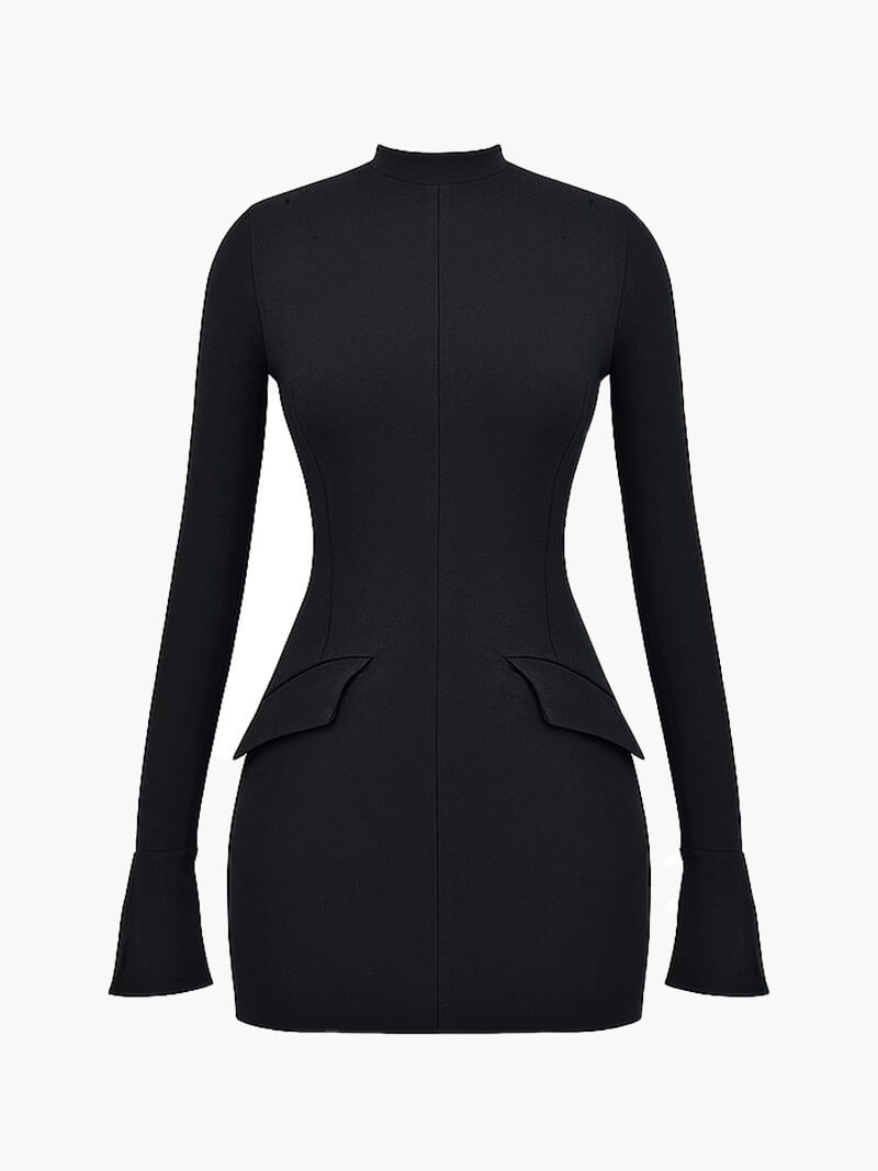 Vanessa – Long Sleeve Bow Detail – Mini Dress