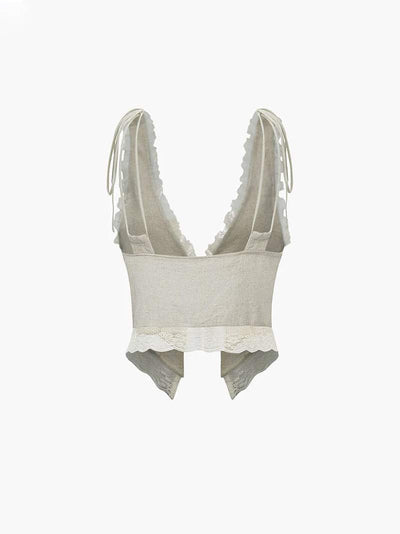 Liora – Feminine Lace Detail – Front-Tie Top