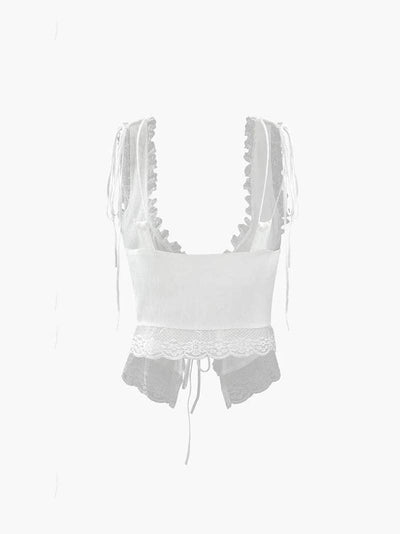 Liora – Feminine Lace Detail – Front-Tie Top
