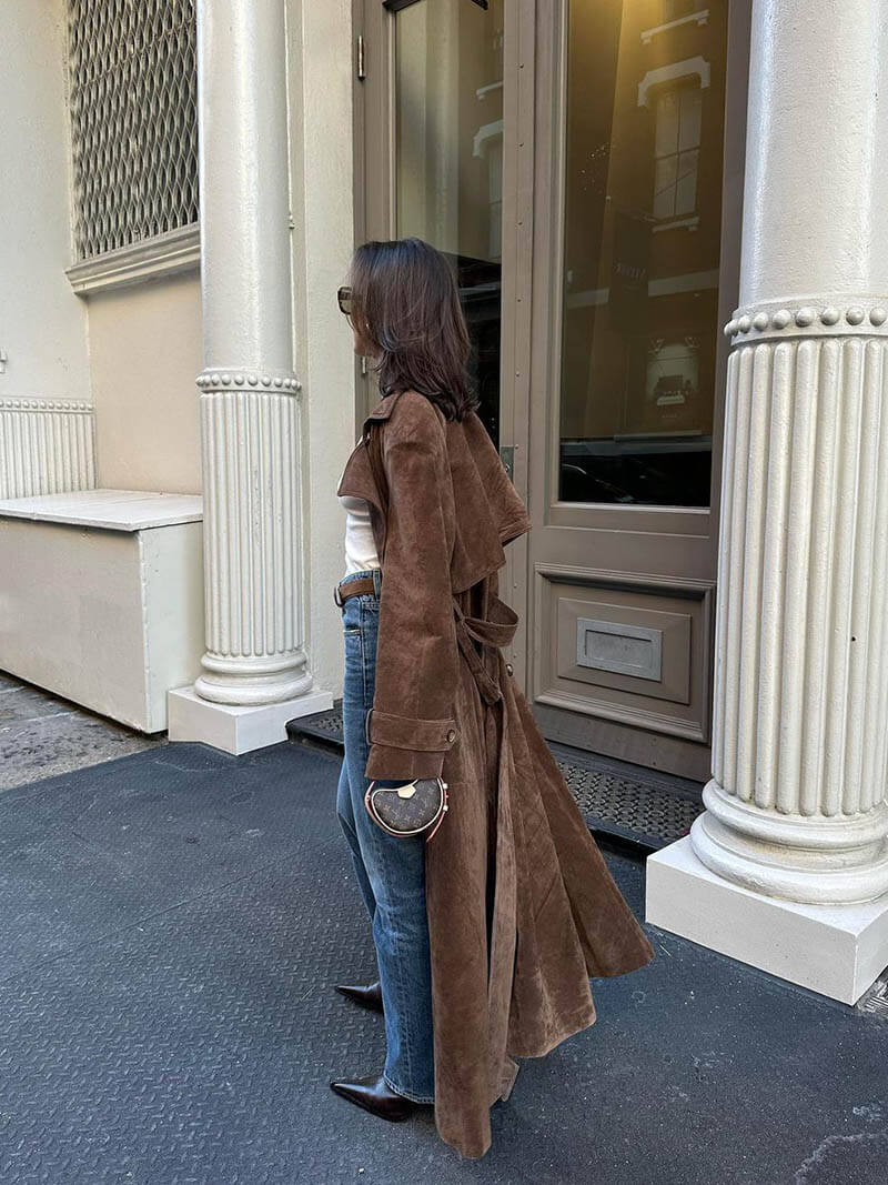 Mira – Luxe Soft-Touch – Faux Suede Trench Coat