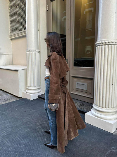 Mira – Luxe Soft-Touch – Faux Suede Trench Coat