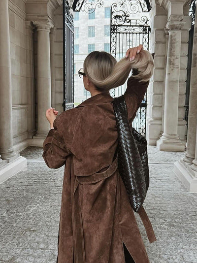 Mira – Luxe Soft-Touch – Faux Suede Trench Coat