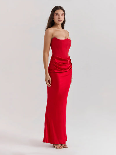 Alika – Elegant Drape Detail – Maxi Dress