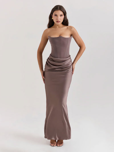 Alika – Elegant Drape Detail – Maxi Dress