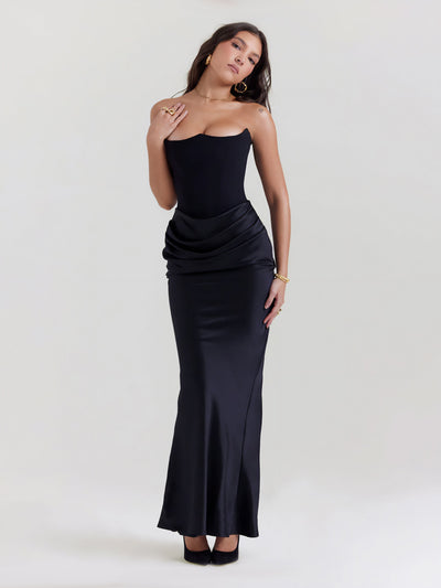 Alika – Elegant Drape Detail – Maxi Dress
