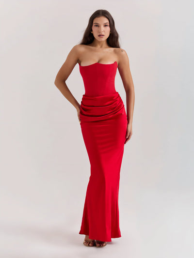 Alika – Elegant Drape Detail – Maxi Dress