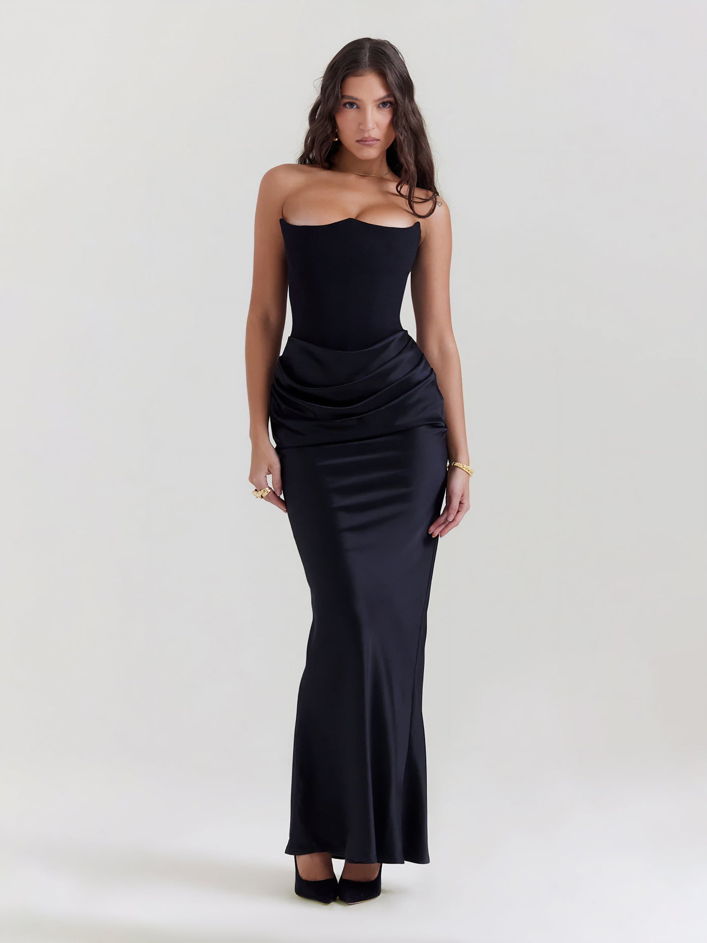 Alika – Elegant Drape Detail – Maxi Dress