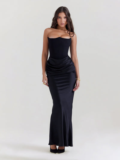 Alika – Elegant Drape Detail – Maxi Dress