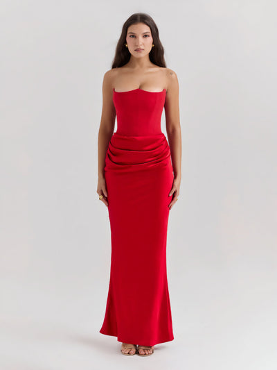 Alika – Elegant Drape Detail – Maxi Dress