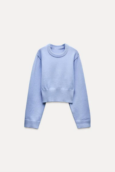 Lena – Cozy Wide-Sleeve – Cropped Knit Sweater